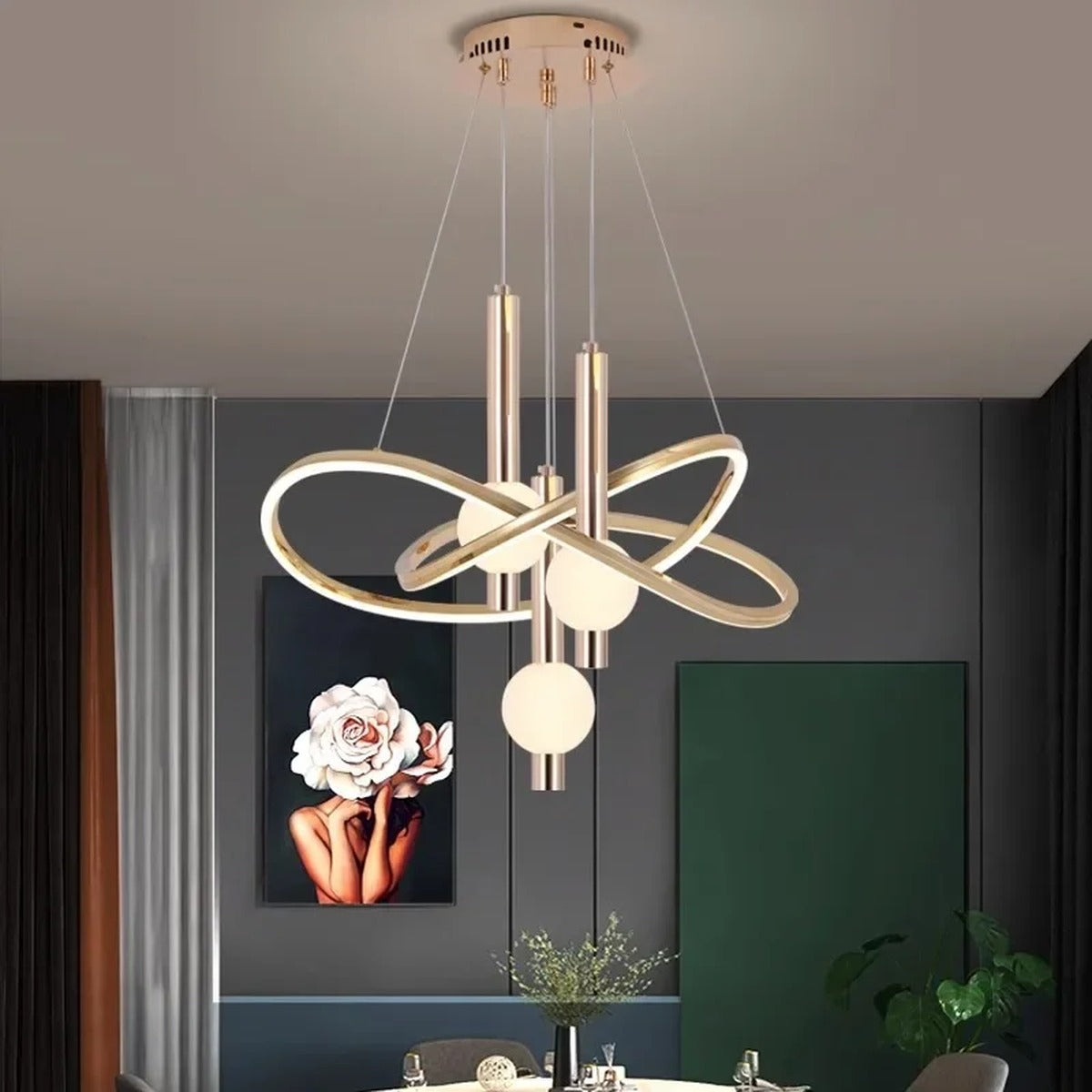 Modern Gold Ring Chandelier Lumathon – Lifestyle View 4