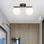 Serenox glass globe ceiling light, 2-light matte black, view 5