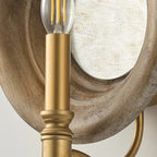 Carved Wood Disc Candle-Style Wall Sconce – Kaelorn – Lifestyle View 3