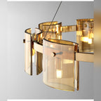 Close-up detail of Kelrix Champagne Amber glass shade and G9 LED bulb