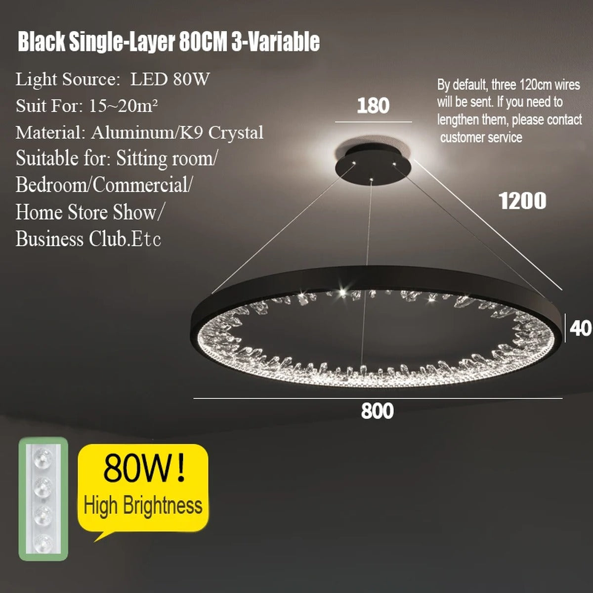 Multi-Ring Crystal Fringe Chandelier – Mevorath – Product Detail 12