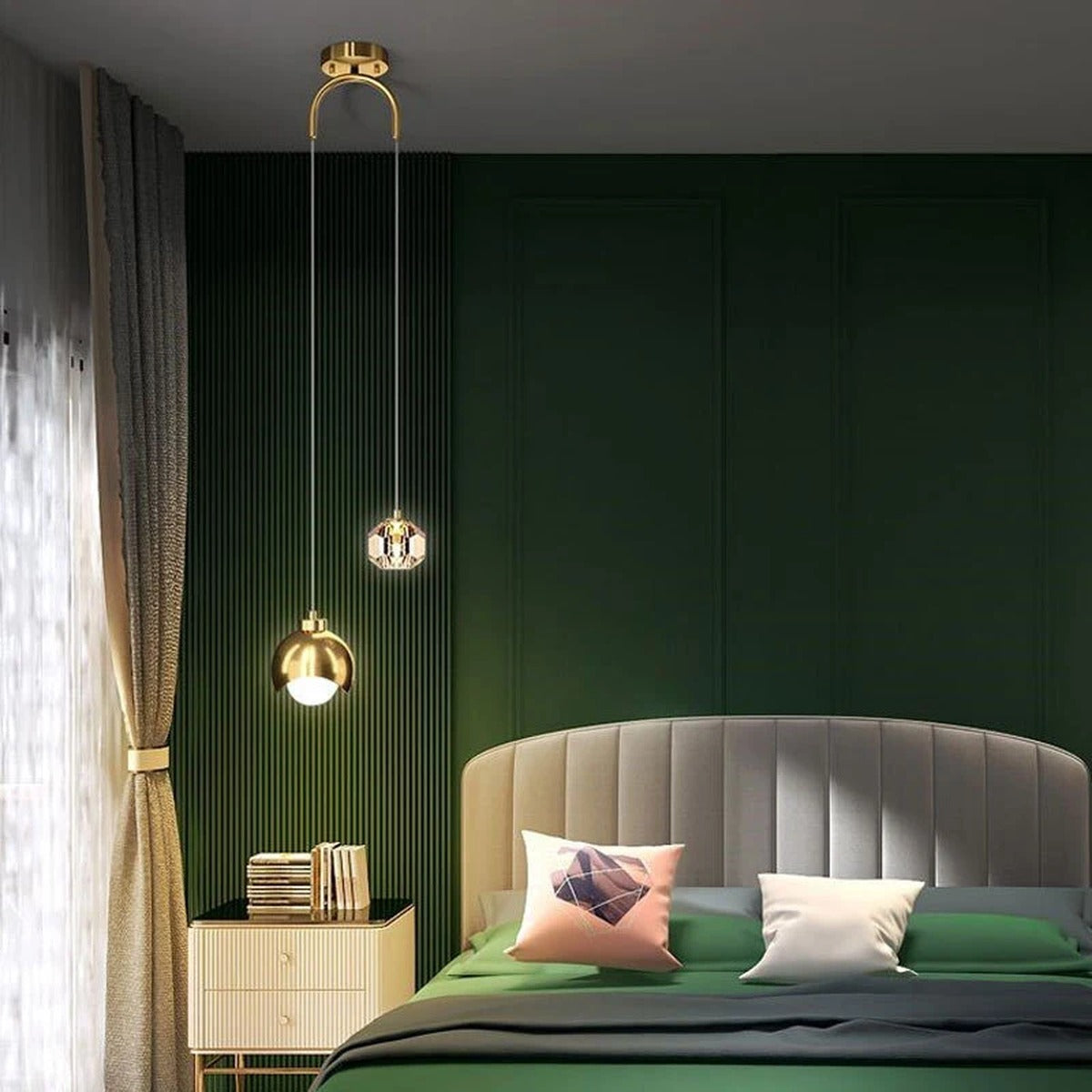 Illuminated Glass Sphere Pendant Light Quellinth – Lifestyle View 2