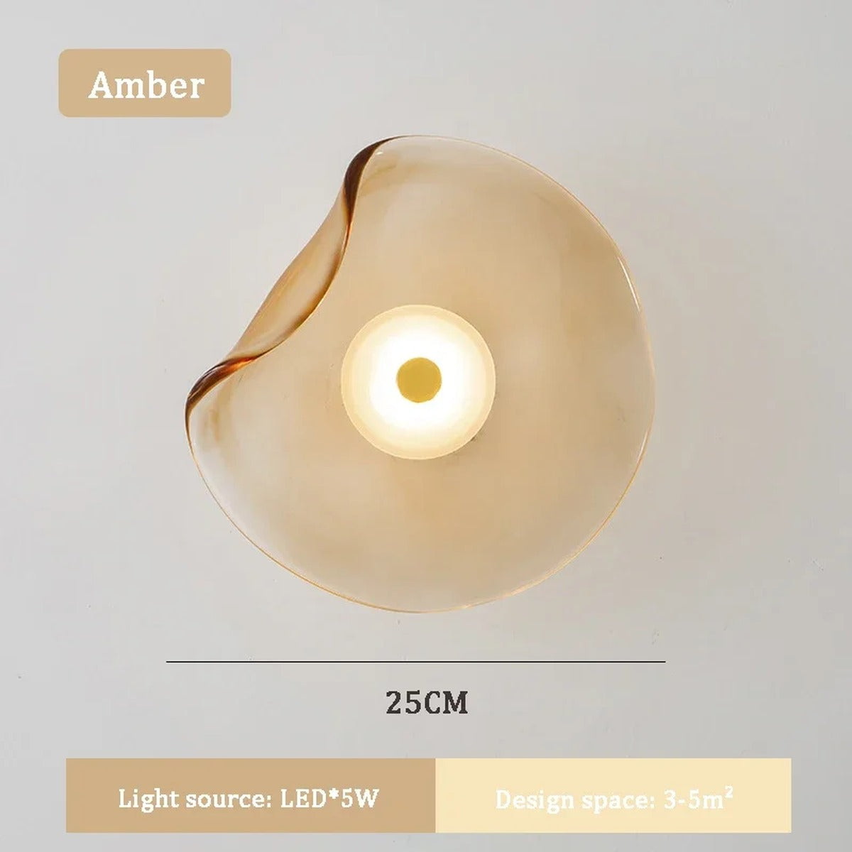 Devoria wall sconce, Amber colourway, 25cm diameter