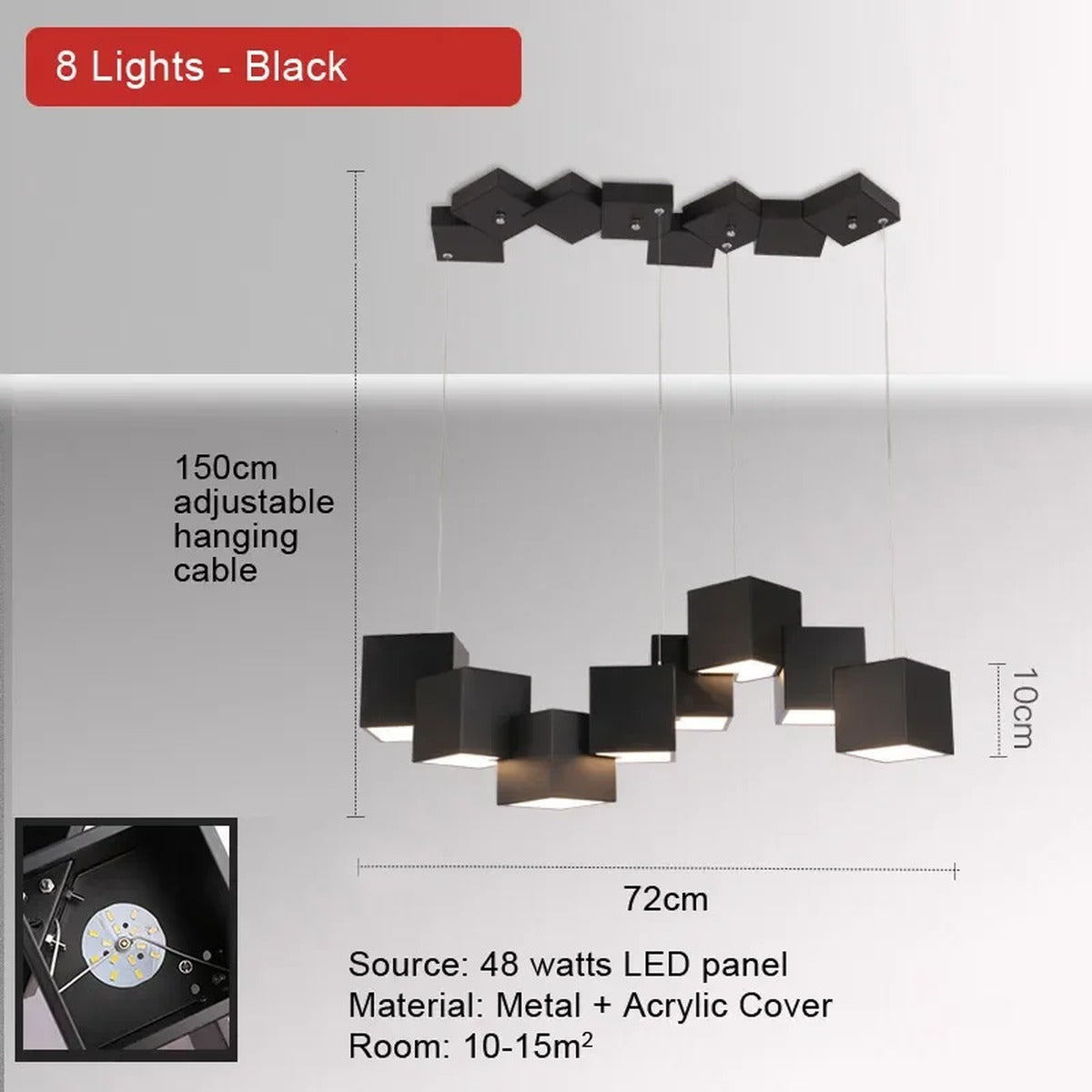Geometros multi-cube LED pendant bar light architectural
