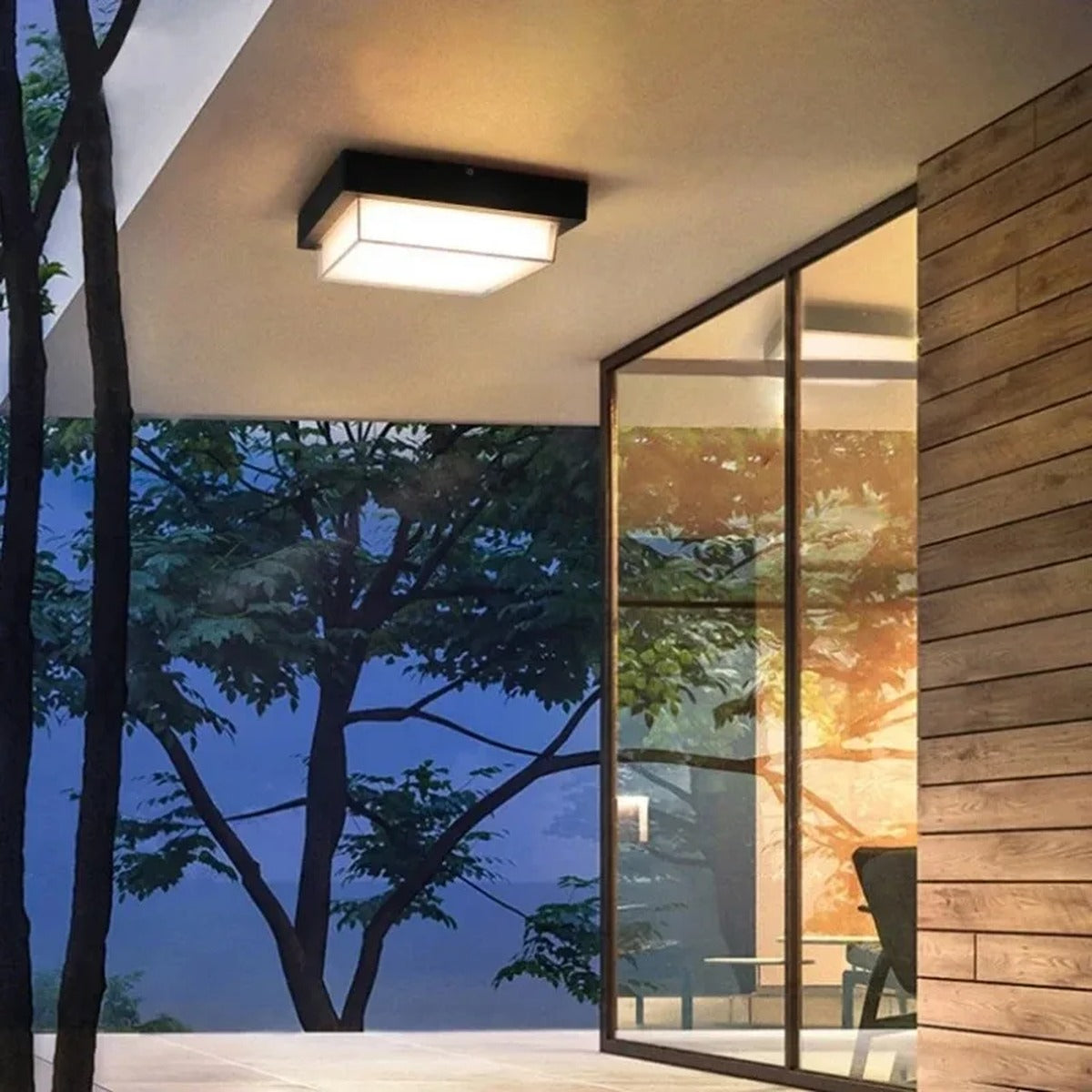 Square Outdoor Flush Ceiling Light – Kelmira – Lifestyle View 4