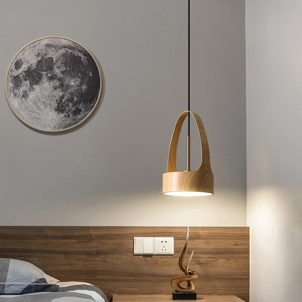 Wood Arch Handle Basket Pendant Light – Alorenth – Lifestyle View 2