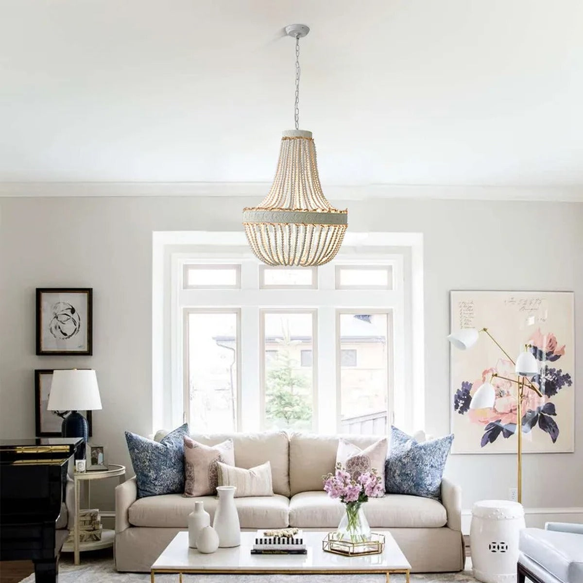Bohemian Wooden Bead Empire Chandelier – Teruko – Hero Shot
