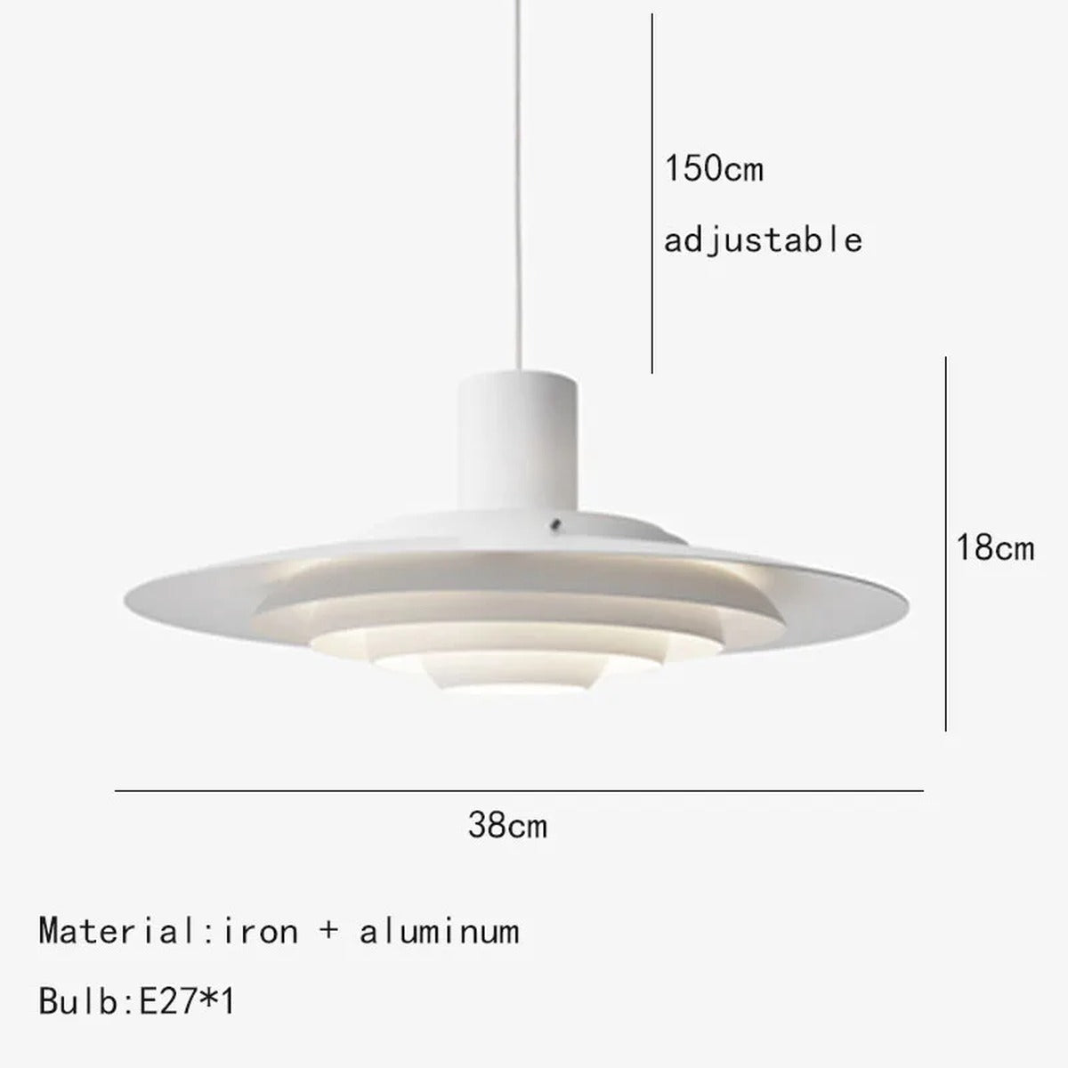 Jarvex Tiered Disc Pendant Light - 38cm White Dimensions