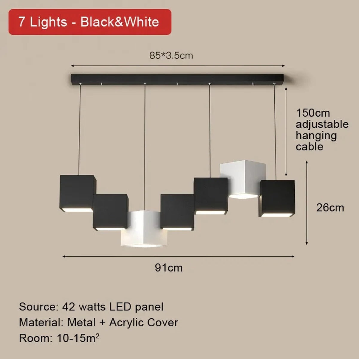 Geometros multi-cube LED pendant bar light architectural