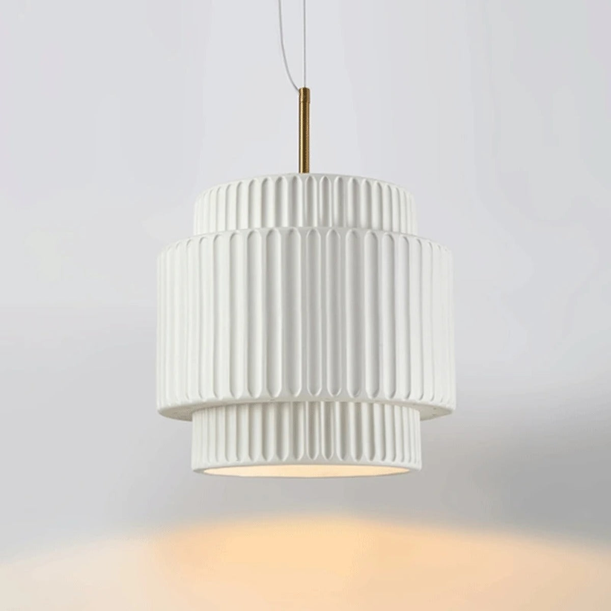 Tiered Ribbed Drum Pendant Light – Zenithral – Lifestyle View 4