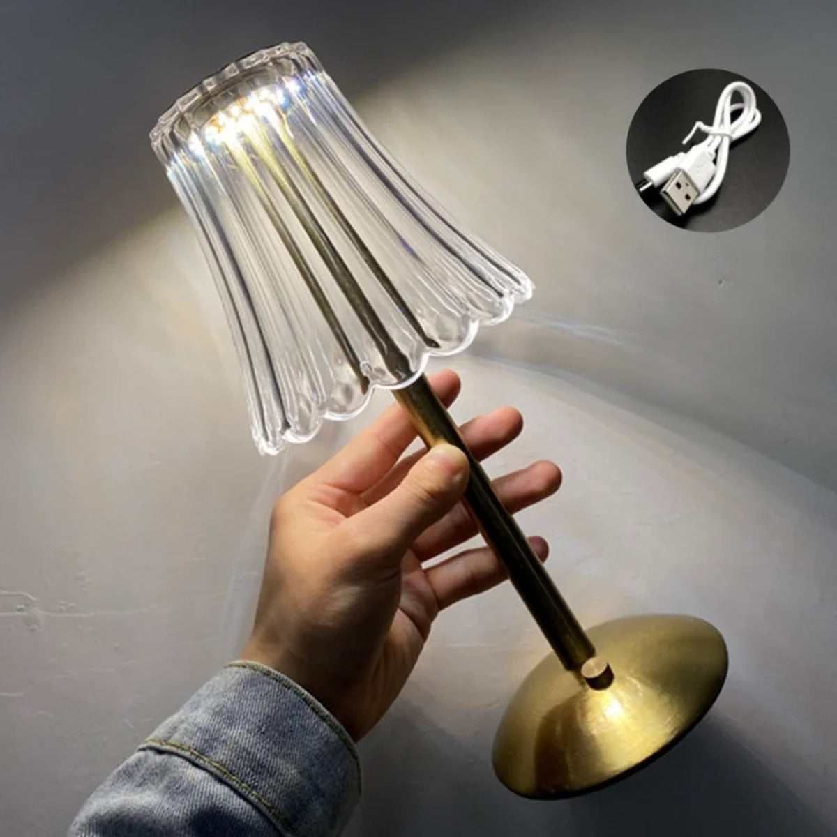 Fluted Glass Rod Shade Cordless Table Lamp – Fevorn – Lifestyle View 4
