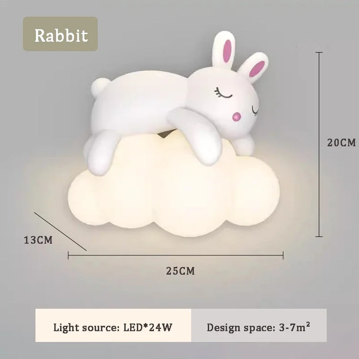 Softholm - Rabbit on Cloud design, dimensions 25x20x13cm