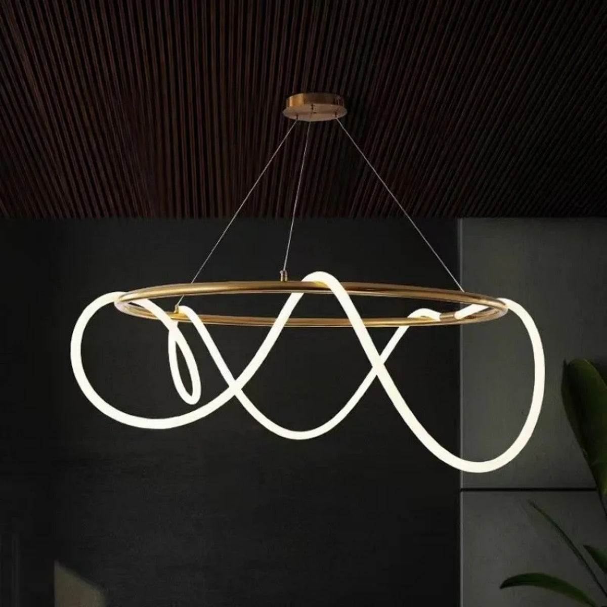 Ribbon Curl LED Ring Chandelier – Yelrix – Lifestyle View 3