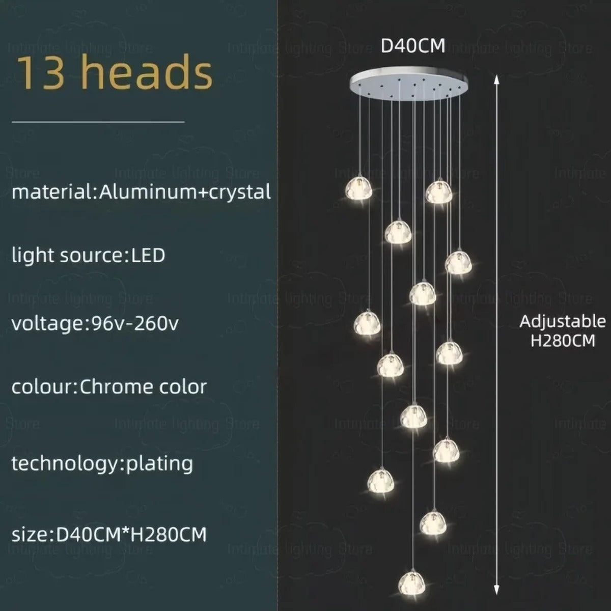 Spiral K9 Crystal Cluster Chandelier Jelvorn – Product Detail 12