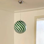 Candy-Stripe Swirl Glass Globe Pendant – Novaro – Hero Shot