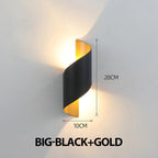 Cendrix spiral wall light — Black + Gold, Large, 28cm