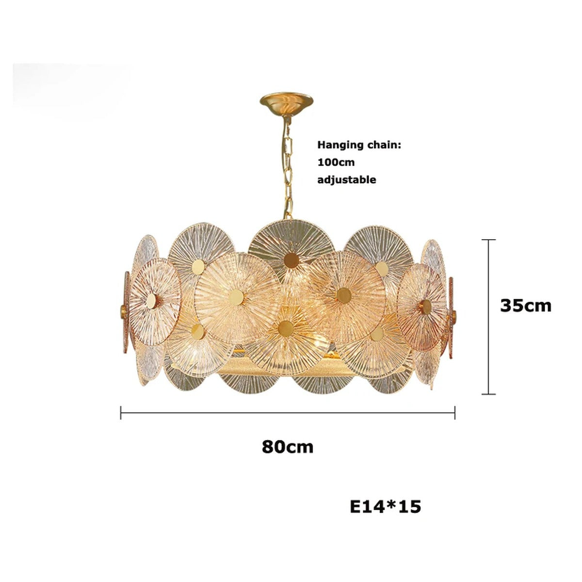 Iralux round drum chandelier, 80cm diameter