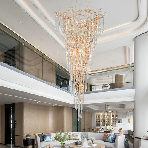 Crystal Icicle Cascade Chandelier – Larvex – Lifestyle View 2
