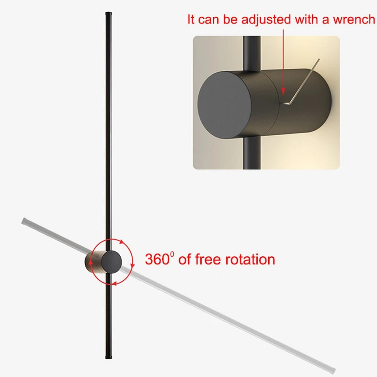 Adjustable Linear Aluminum Wall Sconce Luxara — forged aluminum body detail