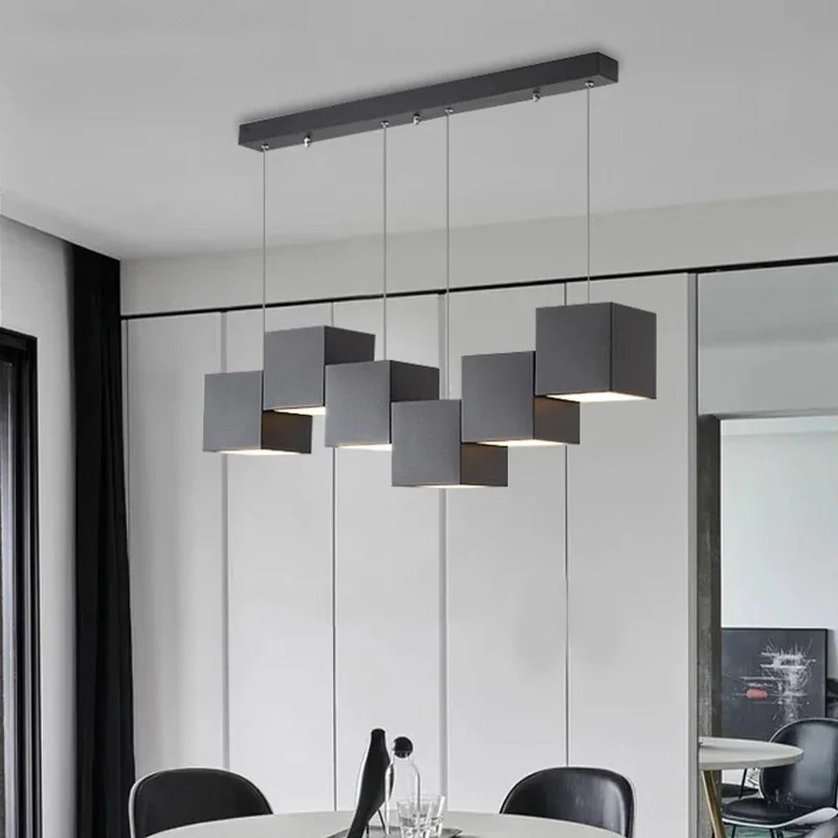 Evrixon pendant — 5-head white version in contemporary kitchen