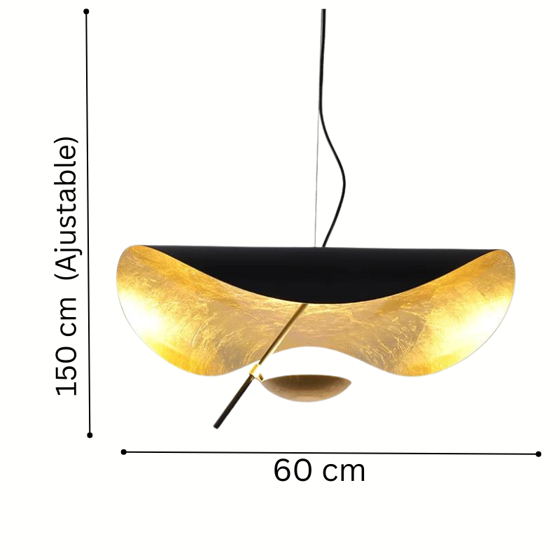 Black Iron Gold Leaf Crescent Pendant Mantaro – Product Detail 9