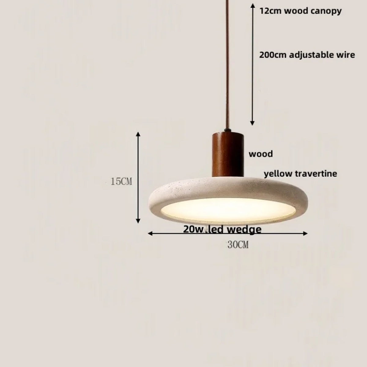 Natural Travertine Disc Pendant Light – Iaeston – Product Detail 10