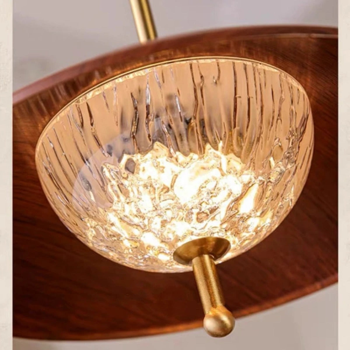 Walnut Dome & Crystal Bowl Pendant Light – Aximund – Product Detail 5