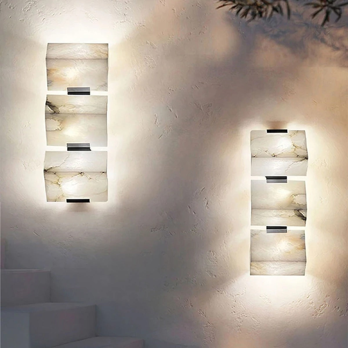 Alabaster Chevron Wall Sconce – Aelvion – Lifestyle View 4