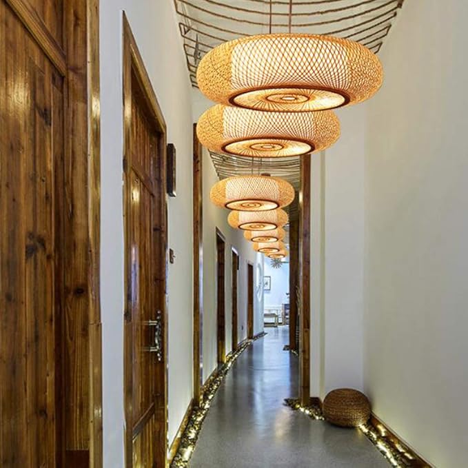 Natural Bamboo Drum Pendant Light Zenkai