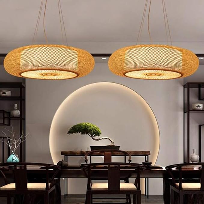Natural Bamboo Drum Pendant Light Zenkai