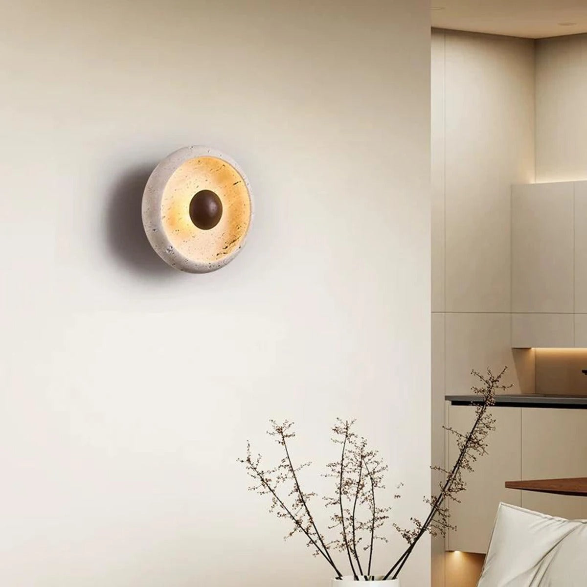 Travertine Eclipse Wall Sconce - Eclyra - view 4