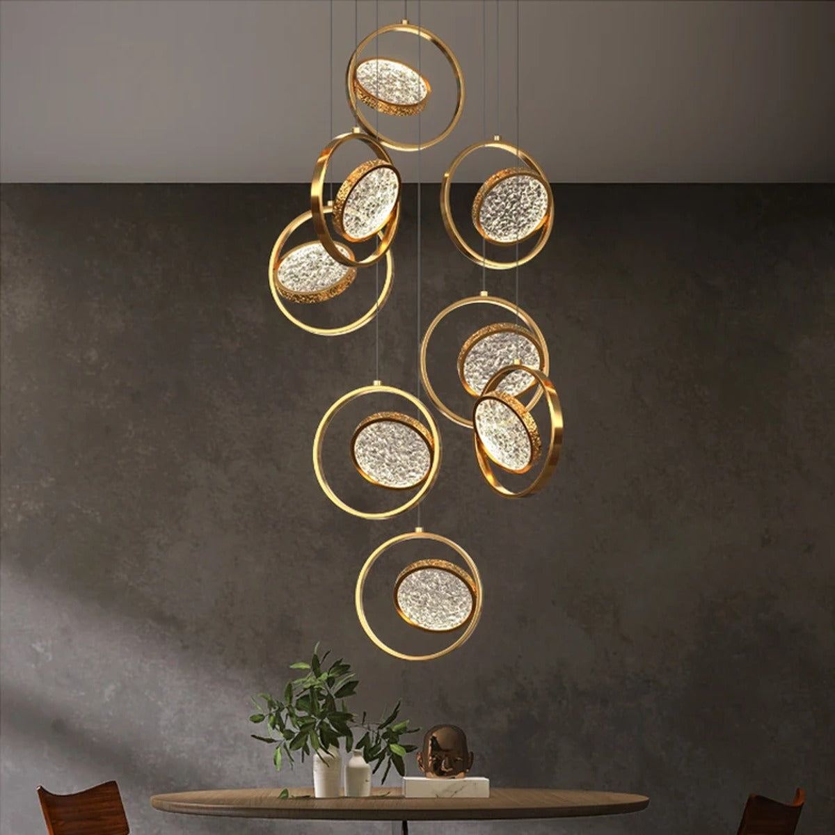 Gold Ring Faceted Disc Chandelier – Orbano – Lifestyle View 3
