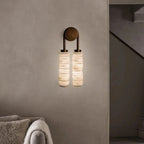 Double Alabaster Stacked Column Wall Sconce – Levorn – Lifestyle View 3