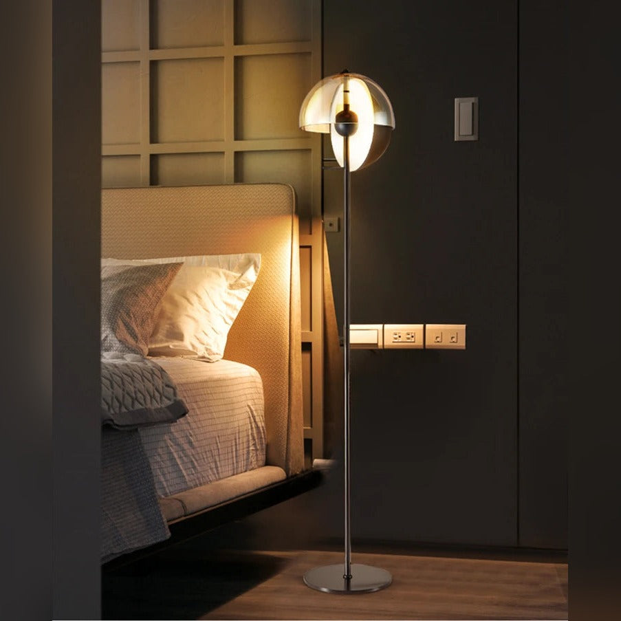 Amber Glass Dome Floor Lamp Derox – Lifestyle, Bedroom