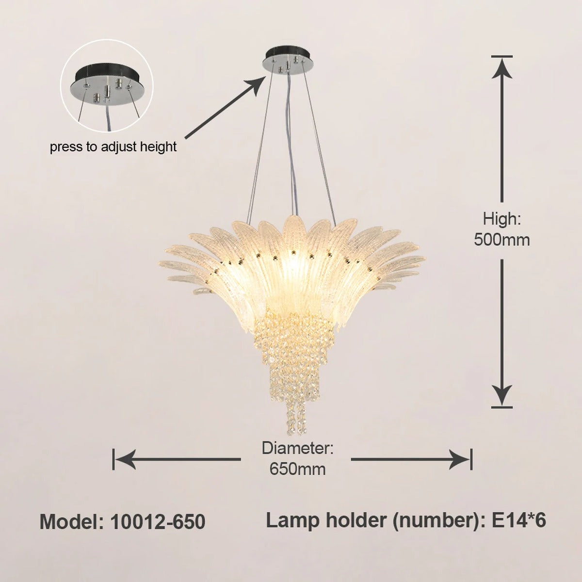 Crystal Feather Crown Cascade Chandelier – Karven – Product Detail 8