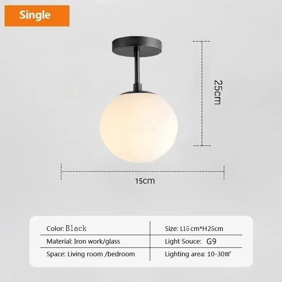 Serenox 1-light ceiling fixture, matte black finish
