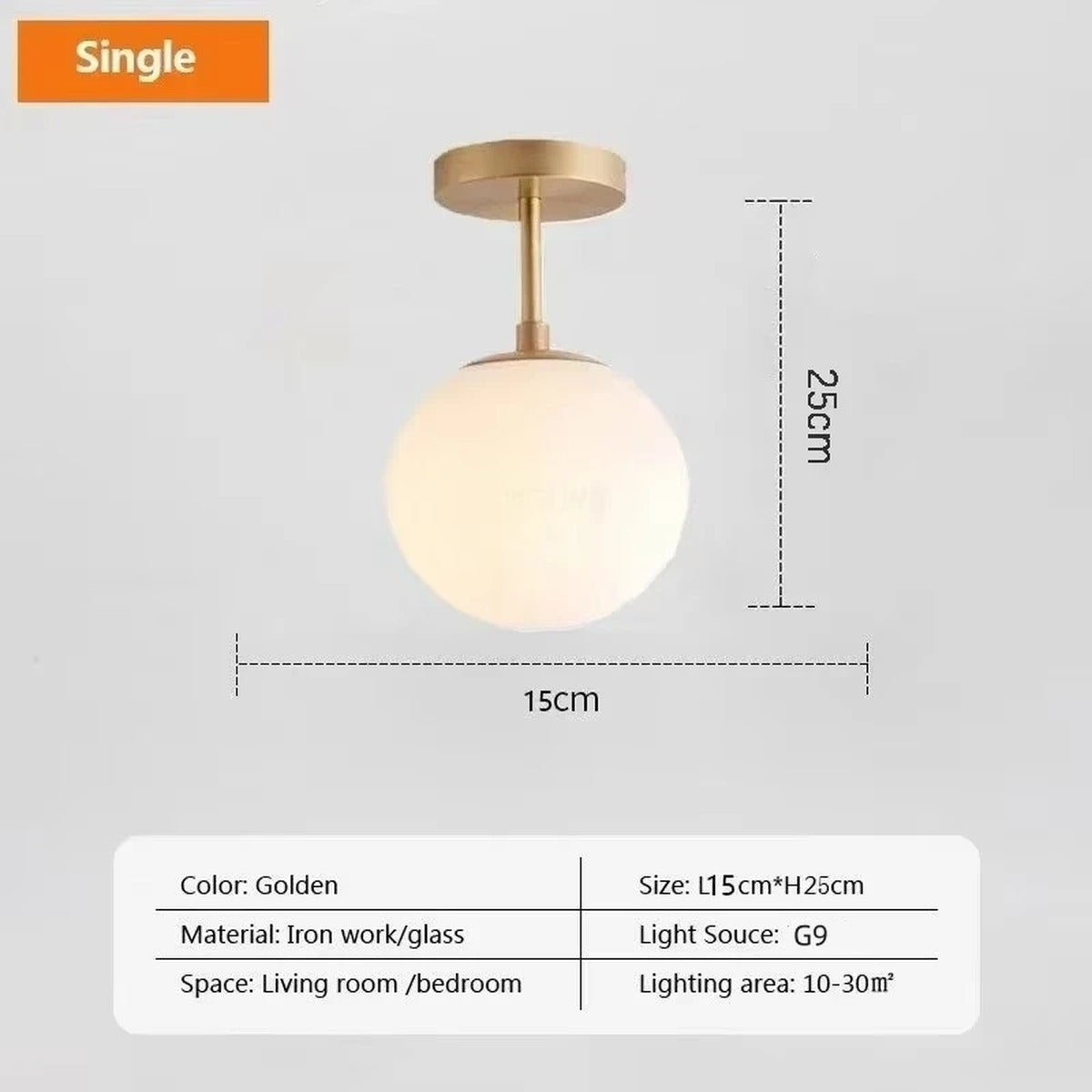 Serenox 1-light ceiling fixture, brushed gold finish