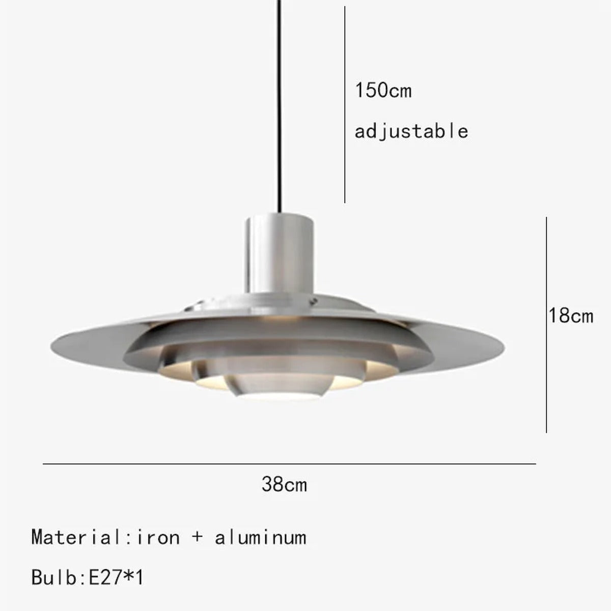 Jarvex Tiered Disc Pendant Light - 38cm Silver Dimensions