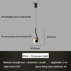 Wevonthal pendant light — White and Champagne Gold finish, dimensions