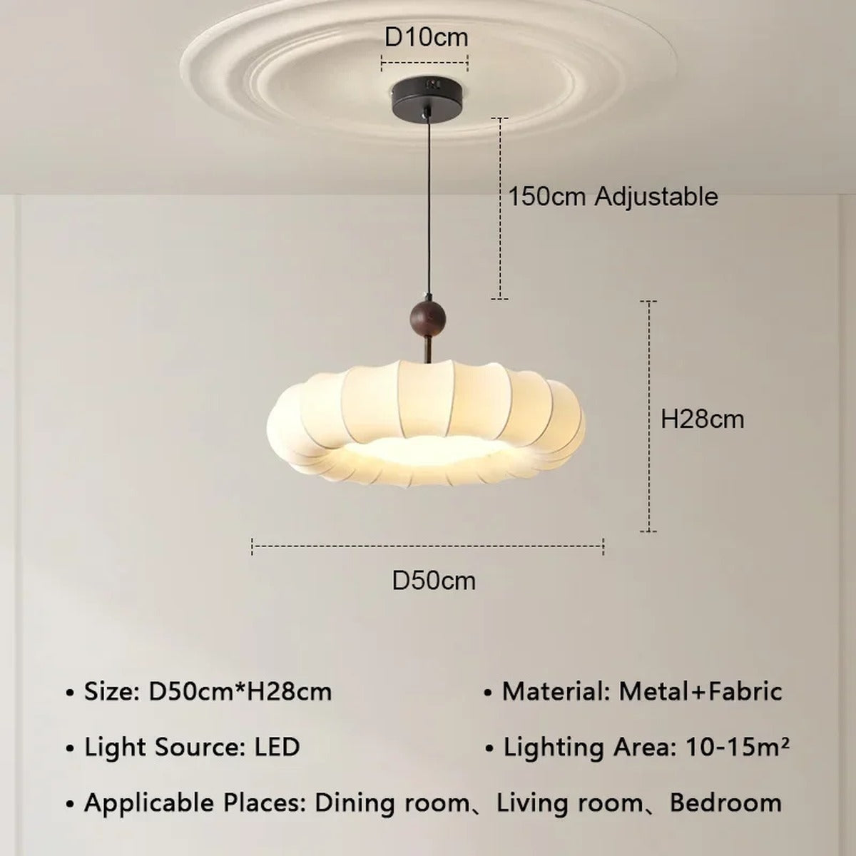 Ribbed Fabric Globe Pendant Light – Yevornith – Product Detail 7