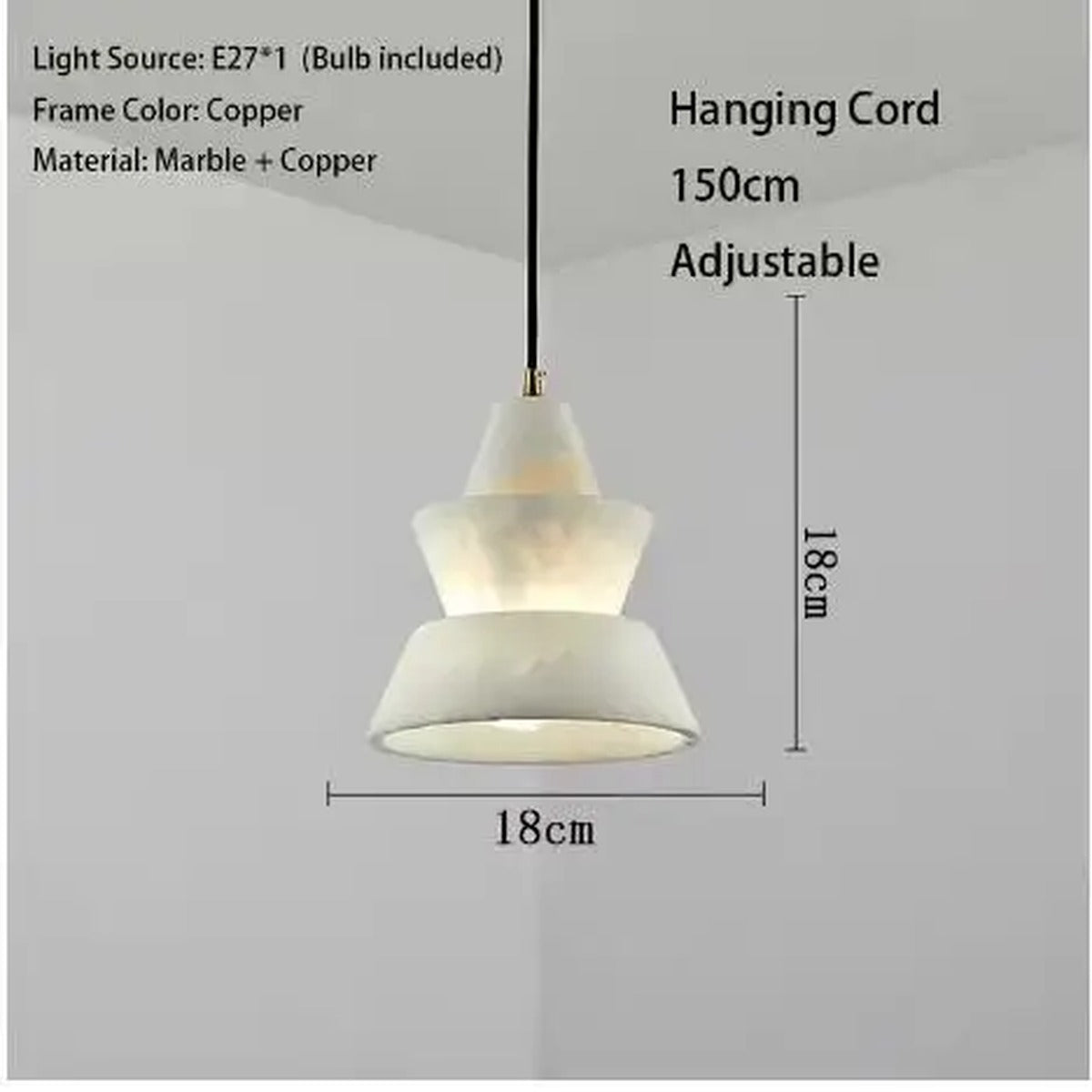 Sculptural Carved Marble Pendant Light – Sarvenith – Detail View 8