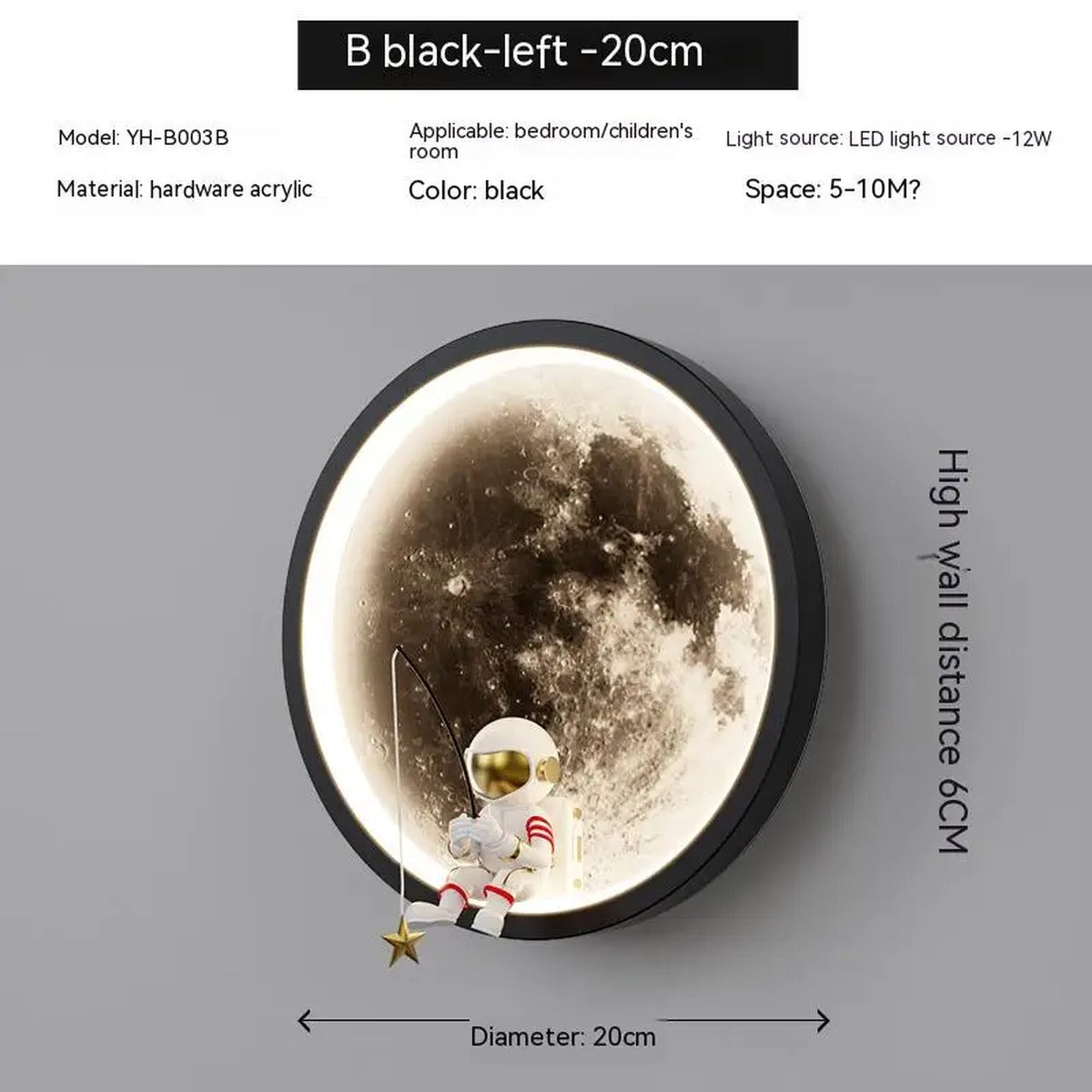 Moon Astronaut LED Circle Wall Sconce – Celrix – Product Detail 8