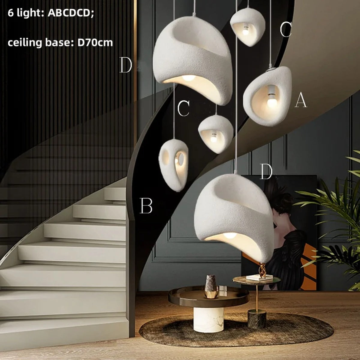 Moraine – 6-Light Cluster configuration, D70cm canopy