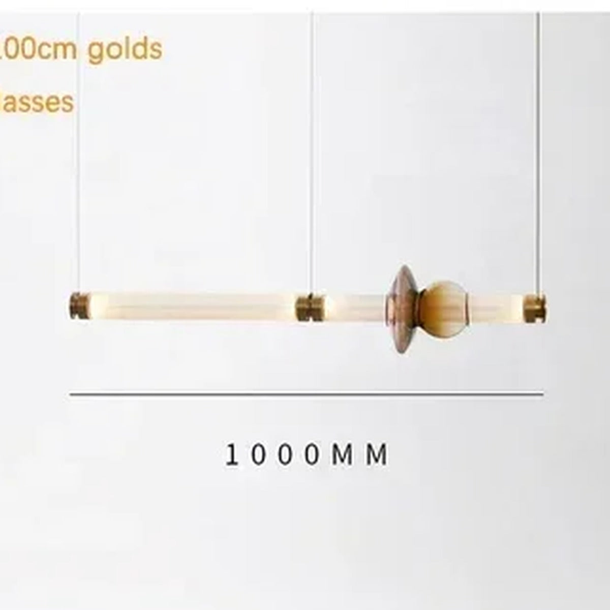 Glass Orb Linear Pendant Light Prismova — Style A — Gold, 100cm