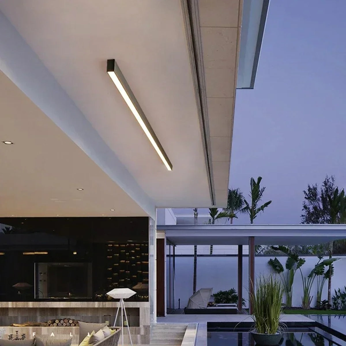 Sorendale Linear LED Ceiling Light – Covered Terrace Lifestyle View