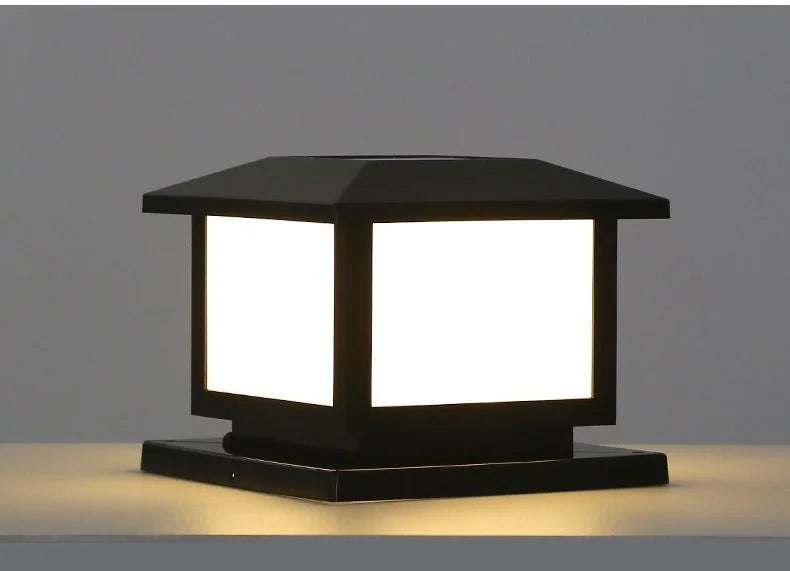 Eonara Classic design solar pillar light, lit warm white