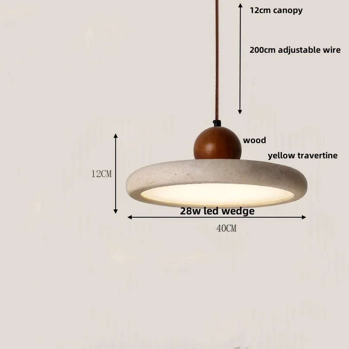 Natural Travertine Disc Pendant Light – Iaeston – Product Detail 7
