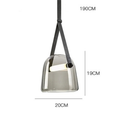 Elorvix pendant light, smoke gray glass shade, dimensions 20cm diameter x 19cm height, adjustable leather strap up to 190cm