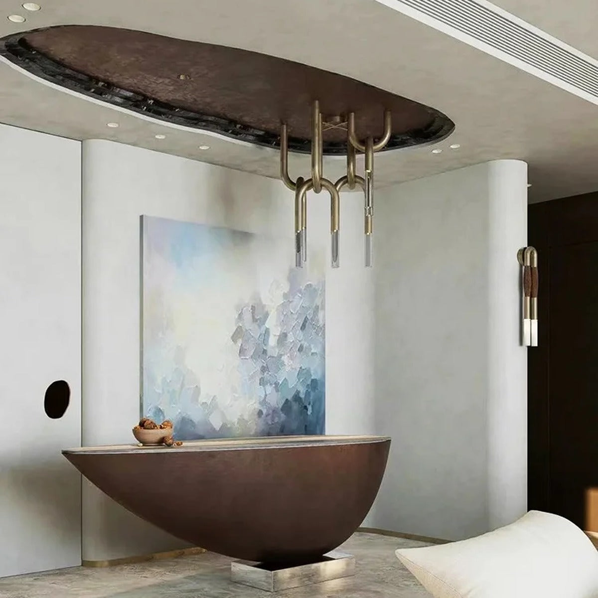 Sculptural Link Chandelier Parvorn – ceiling installation detail