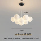Cascading Moon Sphere Cluster Chandelier – Orineth – Black, 13-Light Ø15cm
